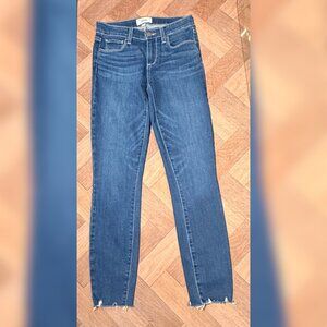 Paige Women's Skinny Jeans Size 26 Blue Distressed Raw Hem Stretch Denim